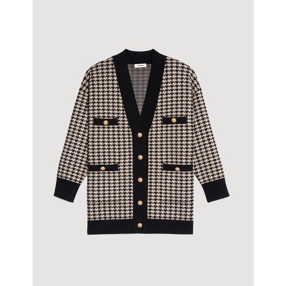 Sandro Sweaters - Sandro Dane Oversized Houndstooth Check Cardigan S